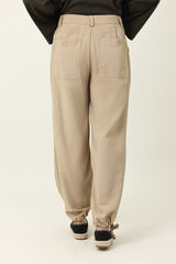 EASY FIT TIE HEM BOTTOM-BEIGE