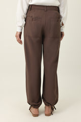 EASY FIT TIE HEM BOTTOM-COFFEE