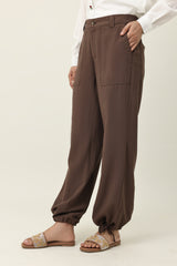 EASY FIT TIE HEM BOTTOM-COFFEE