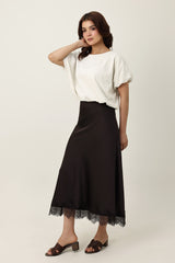 CHARM MIDI SKIRT-COFFEE