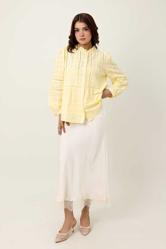 CHARM MIDI SKIRT-BEIGE
