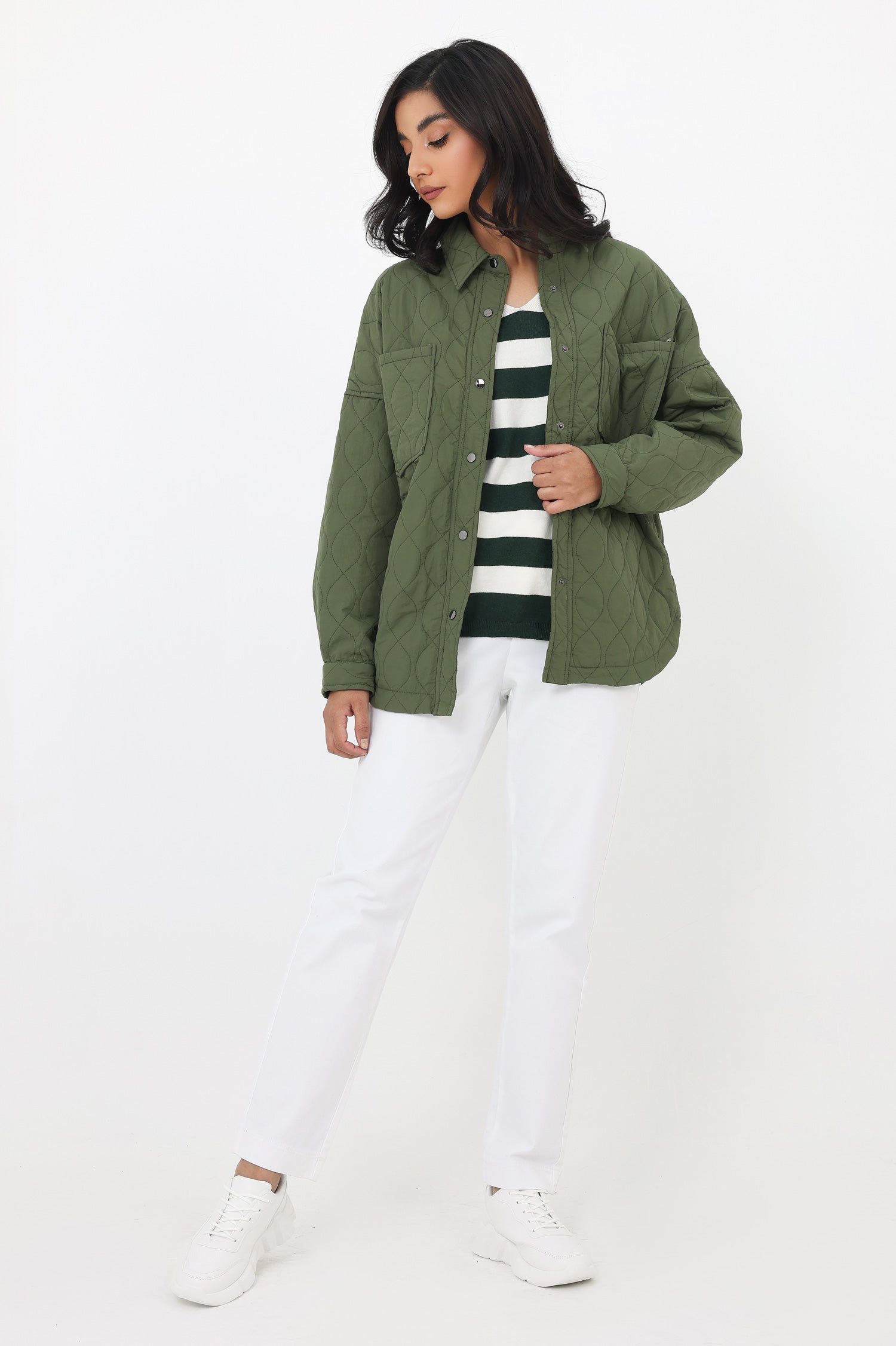 QUILTED JACKET-ARMY-GREEN