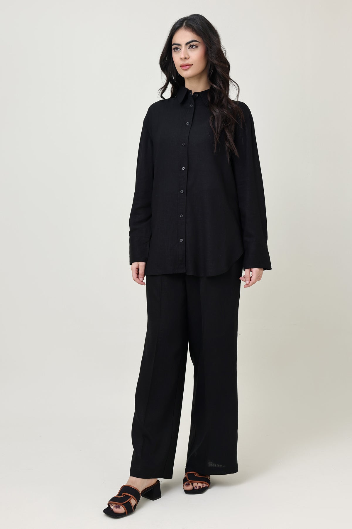 SUMMER ELEGANCE LINEN SEPARATES-BLACK