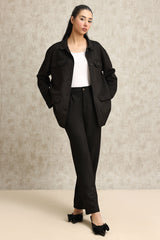 SUEDE UTILITY JACKET-BLACK