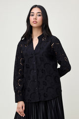 EMBROIDERED POPLIN SHIRT-BLACK