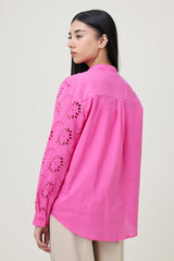 EMBROIDERED POPLIN SHIRT-FUCHSIA