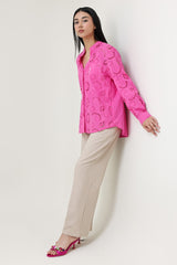 EMBROIDERED POPLIN SHIRT-FUCHSIA