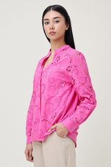 EMBROIDERED POPLIN SHIRT-FUCHSIA