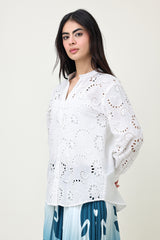 EMBROIDERED POPLIN SHIRT-WHITE