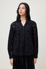 EMBROIDERED POPLIN SHIRT-BLACK