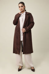SUEDE TRACE LONG COAT-COFFEE