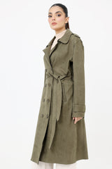 SUEDE TRENCH COAT-OLIVE