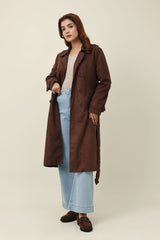 SUEDE TRENCH COAT-COFFEE