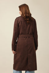 SUEDE TRENCH COAT-COFFEE