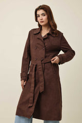 SUEDE TRENCH COAT-COFFEE