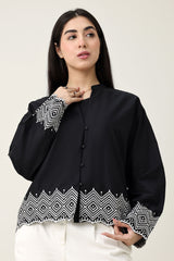 MONO ART BORDER SHIRT-BLACK