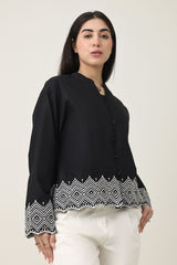 MONO ART BORDER SHIRT-BLACK