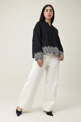 MONO ART BORDER SHIRT-BLACK