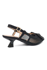 SHADOW LATTICE ROSE SLINGBACK-BLACK