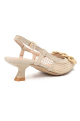 SHADOW LATTICE ROSE SLINGBACK-BEIGE