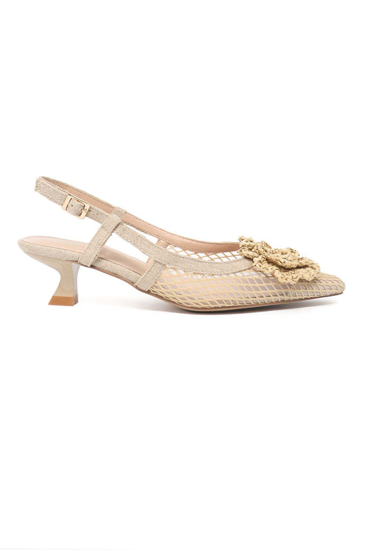 SHADOW LATTICE ROSE SLINGBACK-BEIGE