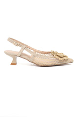 SHADOW LATTICE ROSE SLINGBACK-BEIGE