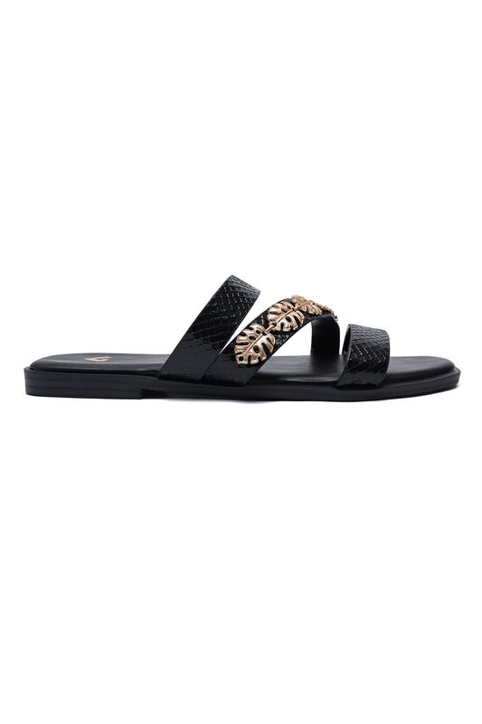 LEAF MULTI ACCENT SLIDE-BLACK