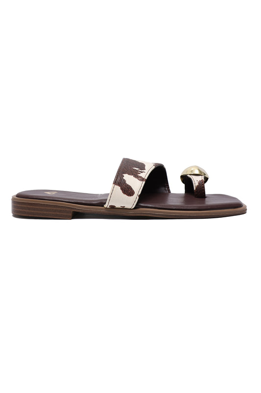 STRIPE ACCENT SLIDE-BROWN-COW