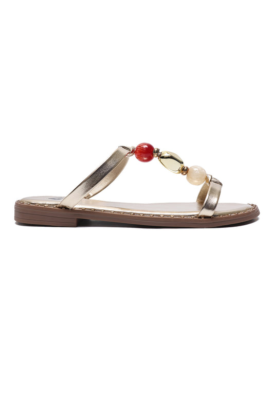 ELEGANT BEAD LINK SANDALS-GOLD