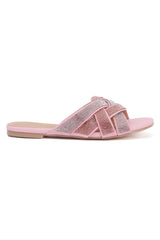 SEQUIN KNOT SLIDES-PINK