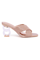 CRISS-CROSS HEELS-BROWN