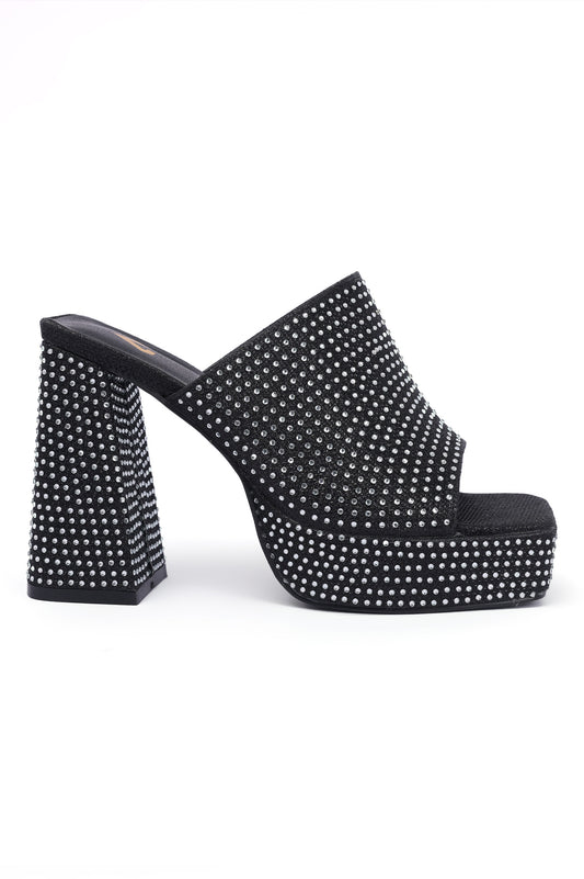 STONE HEELS-BLACK