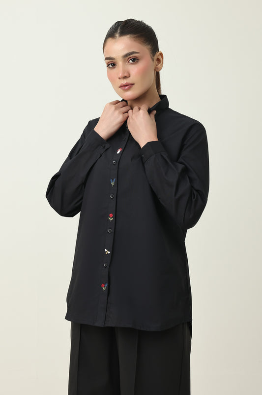CHARM COLLAR SHIRT-BLACK