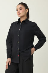 CHARM COLLAR SHIRT-BLACK