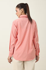 FLORAL STRIPE CLASSIC SHIRT-PEACH