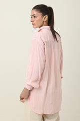 STRIPE TUNIC SHIRT-PINK
