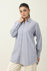 STRIPE TUNIC SHIRT-BLUE