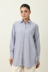 STRIPE TUNIC SHIRT-BLUE