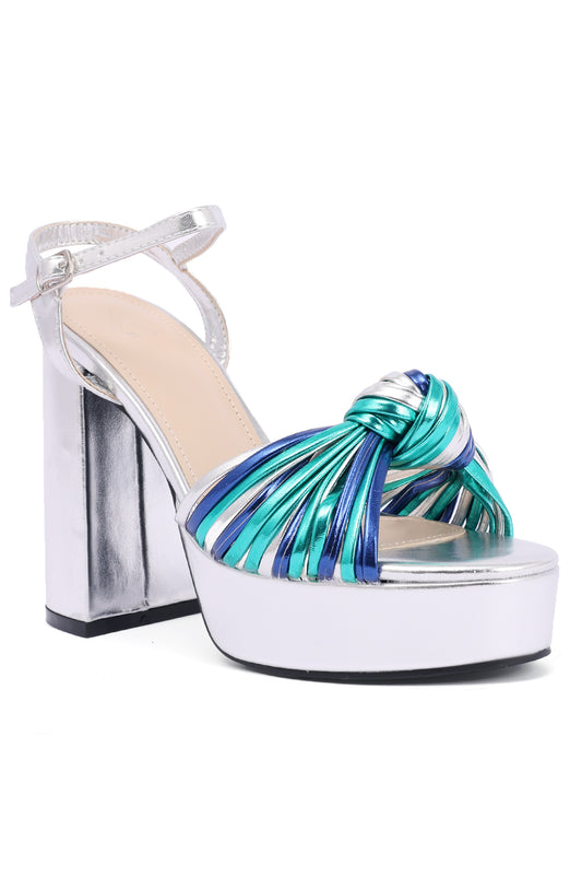 KNOT HEELS-SILV/BLUE