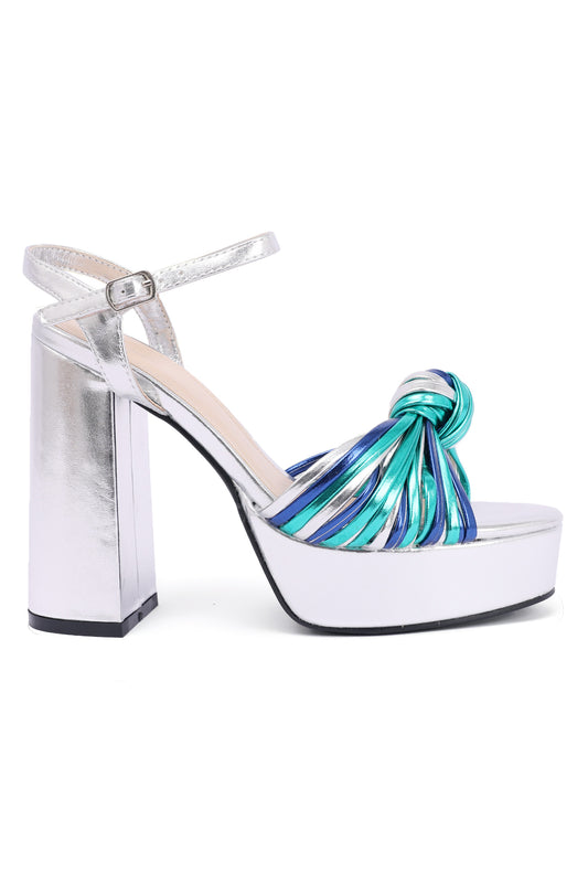 KNOT HEELS-SILV/BLUE