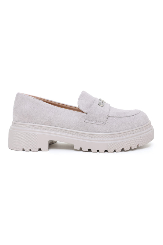 SUEDE CHUNKY LOAFERS-GREY
