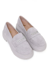SUEDE CHUNKY LOAFERS-GREY