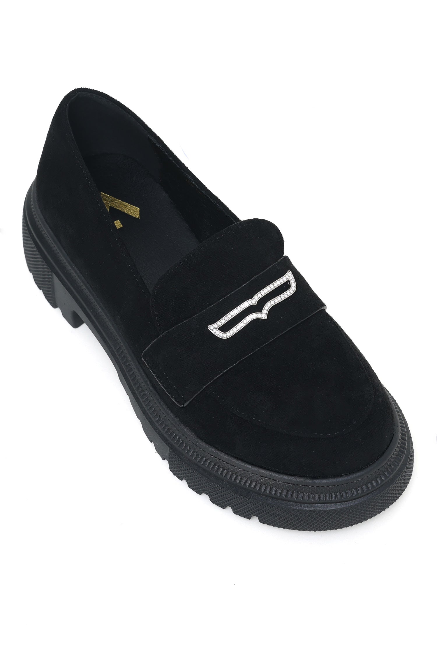 SUEDE CHUNKY LOAFERS-BLACK