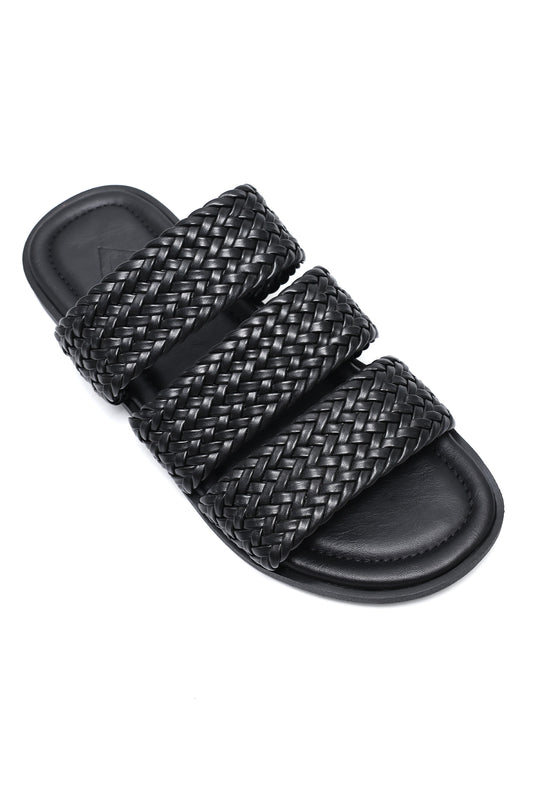 TEXTURE RICH MEN SLIDE-BLACK