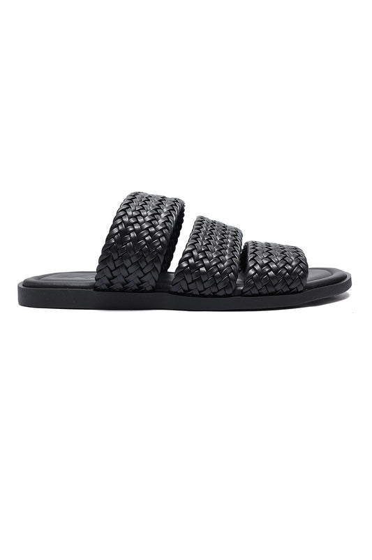 TEXTURE RICH MEN SLIDE-BLACK