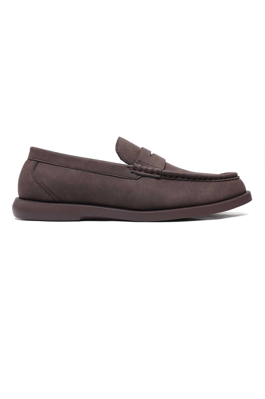 CHOCOLATE SUEDE LOAFERS-COFFEE