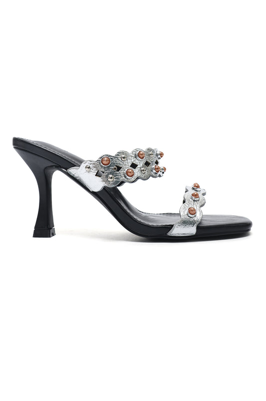 LUXE SCALLOP HEEL-SILVER