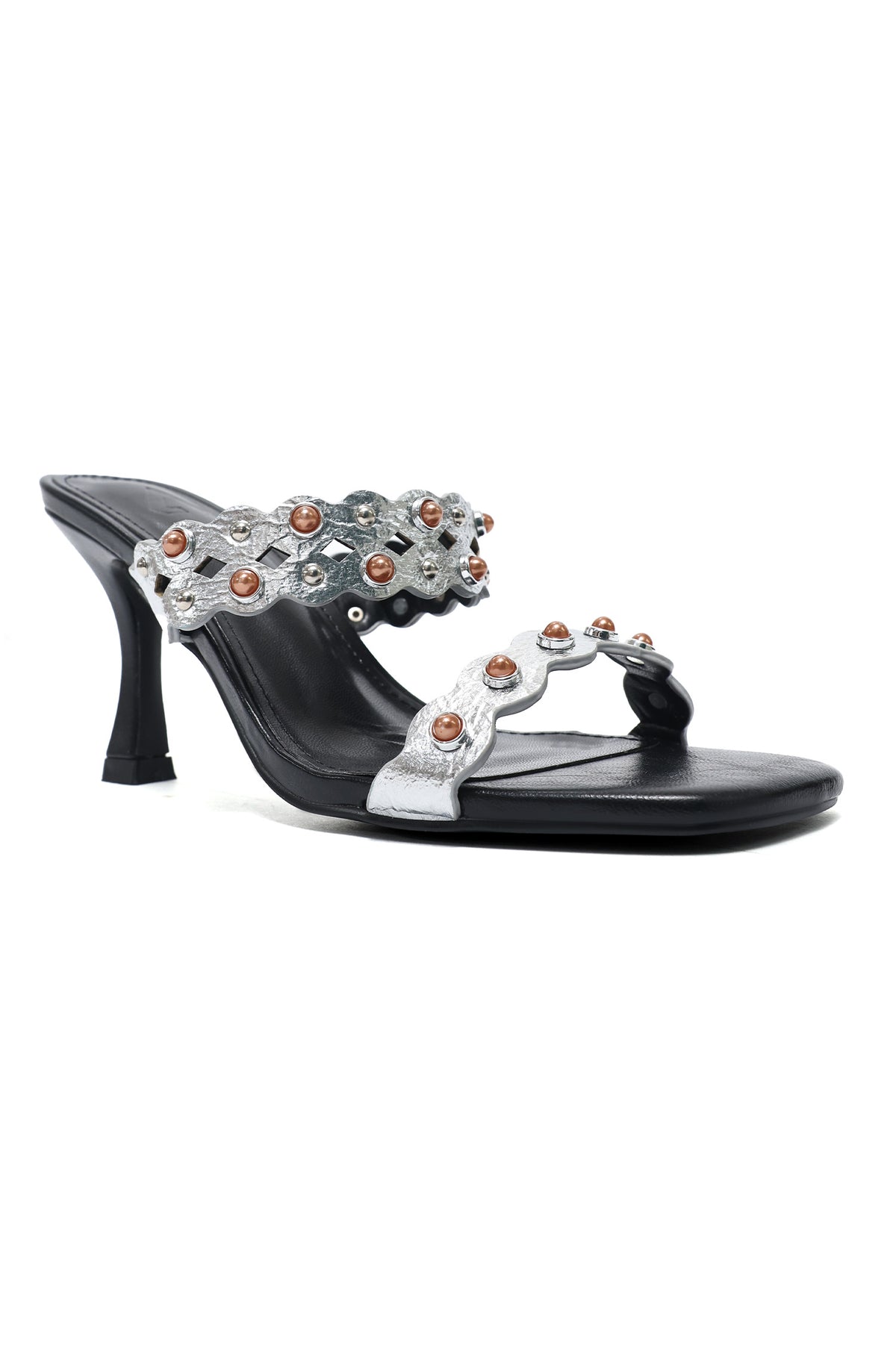 LUXE SCALLOP HEEL-SILVER