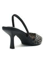 CRYSTAL BLOSSOM EMBELLISHED HEEL-BLACK-GUN