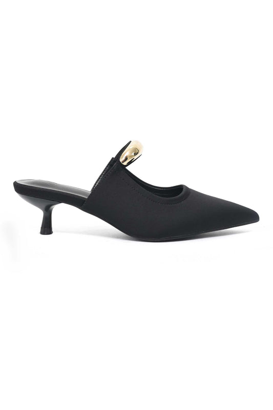 CLASSIC BUCKLE MULE HEEL-BLACK